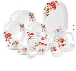 Ensemble de vaisselle en <span class=keywords><strong>verre</strong></span> opale blanc, 65 pièces, <span class=keywords><strong>verre</strong></span> opale trempé résistant à la chaleur, assiette, bol, tasse, ensemble <span class=keywords><strong>complet</strong></span> de vaisselle de table, vente en gros - Product Image 1