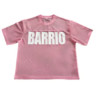 Fabricante de camisetas de bola de futebol de alta qualidade personalizadas em poliéster spandex malha rosa