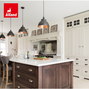 Armoires de cuisine sur mesure en bois massif avec finition laquée blanche mate de style contemporain Alland, avec porte en verre - Product Image 2