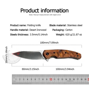 Cuchillo de Caza FOX 308 de Acero Inoxidable de Alta Calidad, Personalizable OEM, para Supervivencia al Aire Libre, con Mango de Madera de Hierro del Desierto, Industrial - Product Image 6