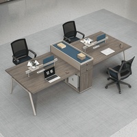 Combinaison de bureaux et chaises de bureau pour personnel, postes de travail côte à côte pour quatre personnes avec écrans, usage commercial, en PVC, mobiles