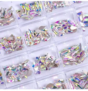 Kristaller tırnak elmas taş Strass AB cam Rhinestones 3D çivi sanat süslemeleri malzemeleri takı