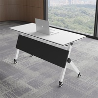 Table de conférence pliable avec chaises intégrées, combinable, mobile, multifonctionnelle, en acier inoxydable, nouveau style chinois, pour bureau