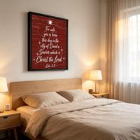 Impression sur toile encadrée « Isaiah 9:6 » pour arbre de Noël, cadre en aluminium noir mat, art mural religieux pour église et décoration de ferme