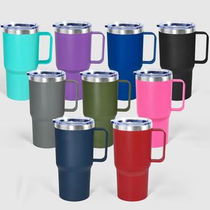 Gobelet <span class=keywords><strong>isotherme</strong></span> personnalisé avec logo, 20 oz, avec poignée, revêtement en poudre, tasse de voyage en acier inoxydable, tasse <span class=keywords><strong>à</strong></span> <span class=keywords><strong>café</strong></span> isolée sous vide avec couvercle - Product Image 1