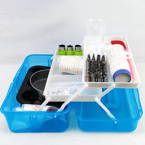 Kit de suprimentos de decoração de bolo, com 24 peças de aço inoxidável, dicas de gelo diy, com 3 estojo de armazenamento de acoplador reutilizável