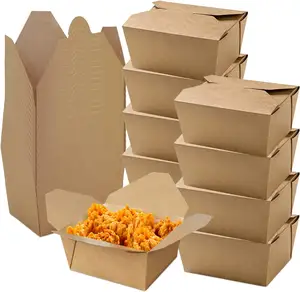 Fast Food konteyner kutusu kahverengi Kraft kağıt paket ambalaj yemek yemek kutusu