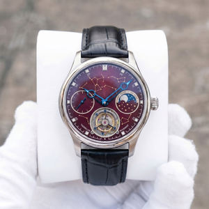 Relojes Tourbillon Mecánicos Personalizados, Caja de Acero Inoxidable, Correa de Cuero, Fase Lunar, Esfera de Aventurina con Cielo Estrellado, Cristal de Zafiro - Product Image 3