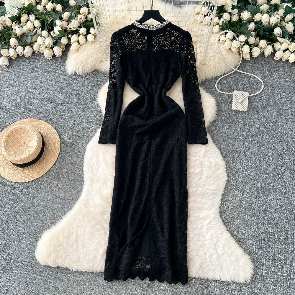 ice blue maxi dress Ice Blue Satin Long Dress With Beaded Lace Appliqu