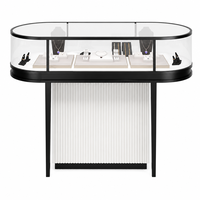 Vitrine à bijoux personnalisée en bois et verre, avec éclairage LED intégré, comptoir de présentation pour la vente au détail