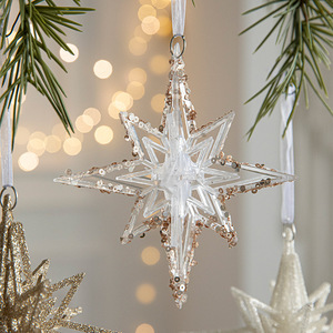 2024 vendita calda 3D luccicanti con paillettes stellari natale nuovo anno albero sfera ornamenti stella appesa decorazioni - Product Image 3