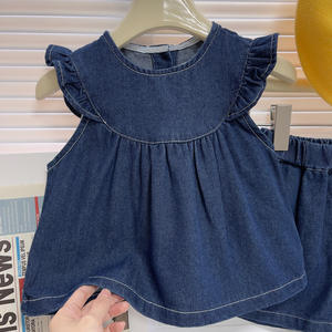 2025 estate per bambini nuova versione coreana di abito senza maniche per ragazze Denim Set di due pezzi in Denim carino <span class=keywords><strong>Online</strong></span> Red Hot - Product Image 3