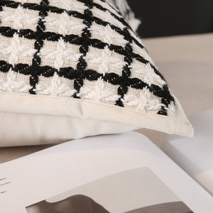 Hot bán đen trắng vuông trang trí nội thất Sofa Gối Bìa hiện đại mô hình hình học ánh sáng sang trọng dệt kỹ thuật chống bụi Mite - Product Image 5