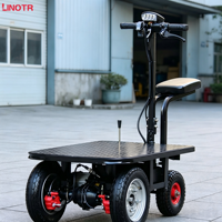 Camión de Plataforma Eléctrico de Cuatro Ruedas con Capacidad de Carga de 750 kg, Asientos Extraíbles para Transporte en Obras de Construcción y Compras