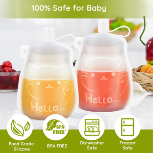 Contenedor de Almacenamiento de Silicona de Grado Alimenticio, Apto para Microondas, <span class=keywords><strong>Bolsa</strong></span> de Almacenamiento de Leche Materna y Alimentos para Bebés, Botella Reutilizable y Fresca - Product Image 2