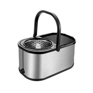 Seau à serpillière rotatif industriel double 360° Magic Mini pour le nettoyage des sols commerciaux avec roues et pédale - Product Image 4