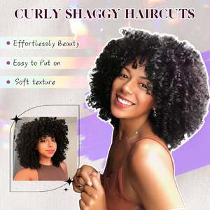 Wholesale Premium 15 Inch <b>Afro</b> Kinky Curly Synthetic <b>Wigs</b> Semi-Elastic Mesh Cap 180% Density Heat Resistant Glueless Wear <b>Wig</b> - Product Image 2