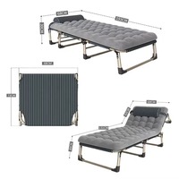 Lit pliant en métal à tube carré portable avec matelas souple, lit d'appoint portable pour adultes, pour l'intérieur et l'extérieur