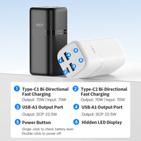 Batterie Li-Polymère Ultra Fine Haute Capacité 20000mAh avec Charge Rapide 70W et Double Entrée USB Type-C – Power Bank