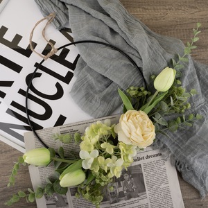 CallaFloral Artificial Flower <b>Wreath</b> Peonies Tulips Embossed Pan Weaving Cloth Wedding Home <b>Decor</b> - Product Image 1