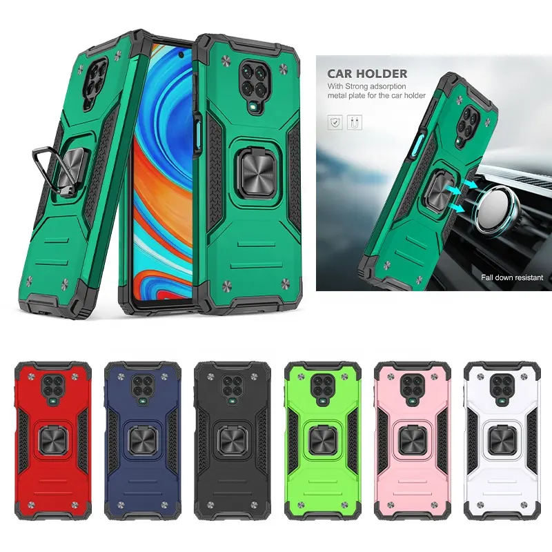 Saiboro Luxe Ontwerp Ingebouwde Beschermende Volledige Cover Gsm Case Met Metalen Kickstand Voor Xiaomi Redmi Note 9 Pro/Note 9S