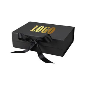 Custom Clothing Magnetic Foldable Black Kraft Paper Gift Packaging Boxes