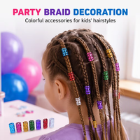 50 pièces d'accessoires capillaires en plastique pour filles, style européen et américain, anneaux de cheveux creux pour perruques, petites tresses, tresses effet décoiffé, 8mm*15mm, pour fête