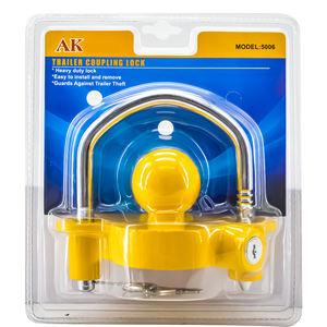 Nouveau coupleur <span class=keywords><strong>d</strong></span>'<span class=keywords><strong>attelage</strong></span> de <span class=keywords><strong>remorque</strong></span> jaune <span class=keywords><strong>universel</strong></span> robuste serrure de sécurité <span class=keywords><strong>antivol</strong></span> avec panier de serrure à clé à Code mécanique Type U - Product Image 5