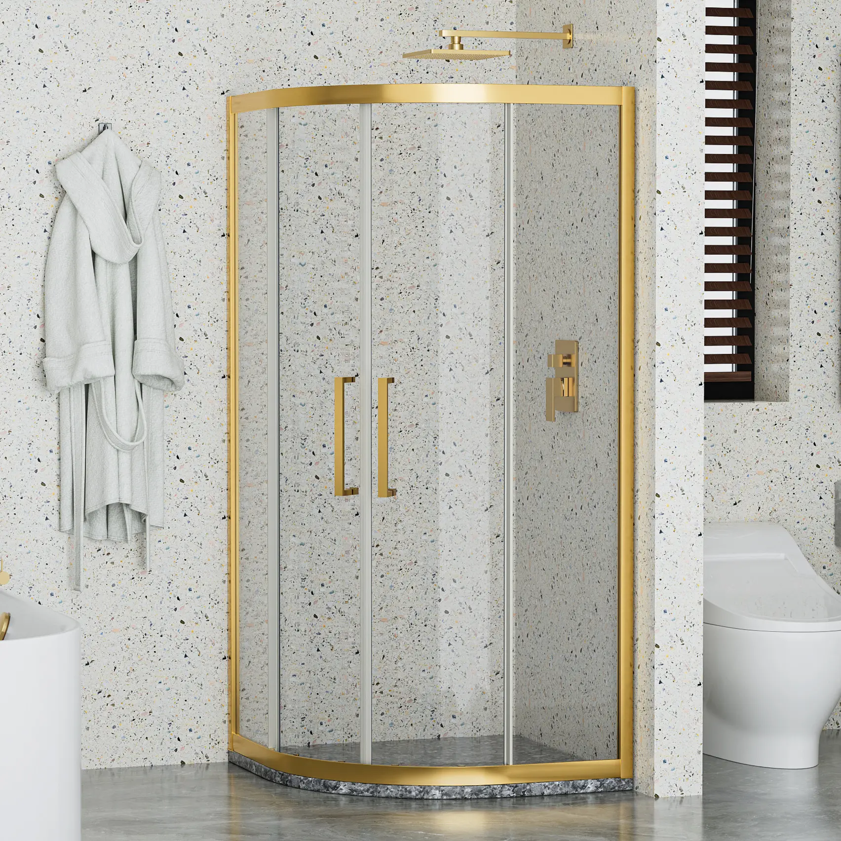 Fantastic porta deslizante quadrante Gold Shower Enclosure