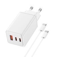 Chargeur GaN 65W EU 3 ports (USB-A + 2 USB-C) |   Chargeur d'ordinateur portable certifié CE GS PD3.0/QC3.0 Matériel PC ignifuge Écologique