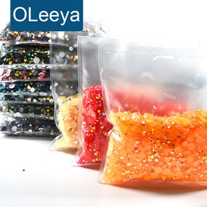Strass en résine Oleeya Jelly 50000 pièces/sac, tailles mixtes SS6-SS30, argent, à dos plat, pour décoration d'ongles - Product Image 1