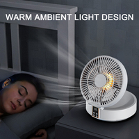 Nouveau petit ventilateur de table électrique rechargeable pliable avec lumière LED, contrôle numérique, utilisation en extérieur, matériau plastique