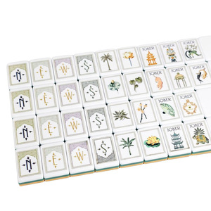 Nuevas fichas de mahjong en stock: diseño de loto blanco, acrílico de cuatro capas, estilo mahjong americano, patrón de caparazón de tortuga - Product Image 5