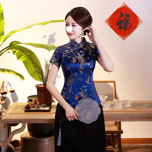 Chemise de costume Cheongsam traditionnelle chinoise vintage pour femmes, cosplay, col montant, Halloween, Cheongsam <span class=keywords><strong>Tang</strong></span>, hauts Cheongsam floraux - Product Image 3