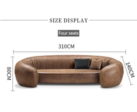 Canapé sectionnel en cuir véritable de luxe minimaliste pour petit salon, design moderne haut de gamme avec structure en bois massif