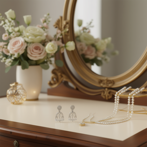 Boucles d'oreilles chandelier en or blanc K1018, cristal taille marquise, bijoux de mariage classiques pour femmes - Product Image 2