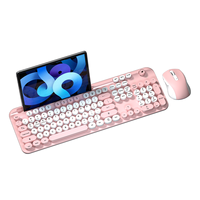 Clavier et souris sans fil Offre Spéciale Ensemble clavier ultra-mince chocolat à double mode Clavier de charge à touches rondes de style punk rétro