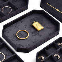 Baki Perhiasan Kain Bordir Berkualitas Tinggi, Dapat Didaur Ulang, Warna dan Ukuran Dapat Disesuaikan untuk Memajang Cincin, Anting, Kalung, Liontin, dan Jam Tangan