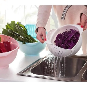 2 trong 1 nhựa nhà bếp Lọc colander đầy màu sắc dày cống giỏ với xoay bìa cho rau rửa bát không trượt - Product Image 5