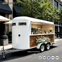JINLIJING Chariot à café de luxe transformé en remorque pour chevaux, camion de restauration mobile blanc personnalisé, entièrement équipé pour restaurant et boulangerie