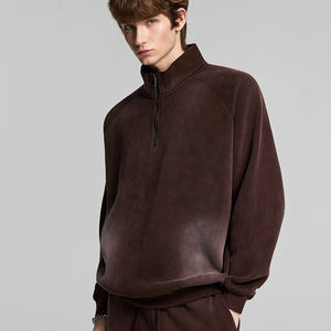 เสื้อฮู้ดซิปครึ่งตัวแบบสวมหัว ผ้าฟลีซทรงโอเวอร์ไซส์ คุณภาพสูง สำหรับฤดูใบไม้ผลิ แบบเรียบๆ ปรับแต่งได้ ขายส่งสำหรับทุกเพศ - Product Image 1