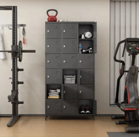 Casier en acier de style moderne à 18 portes avec plusieurs compartiments et serrure à clé, personnalisation disponible, vente directe d'usine