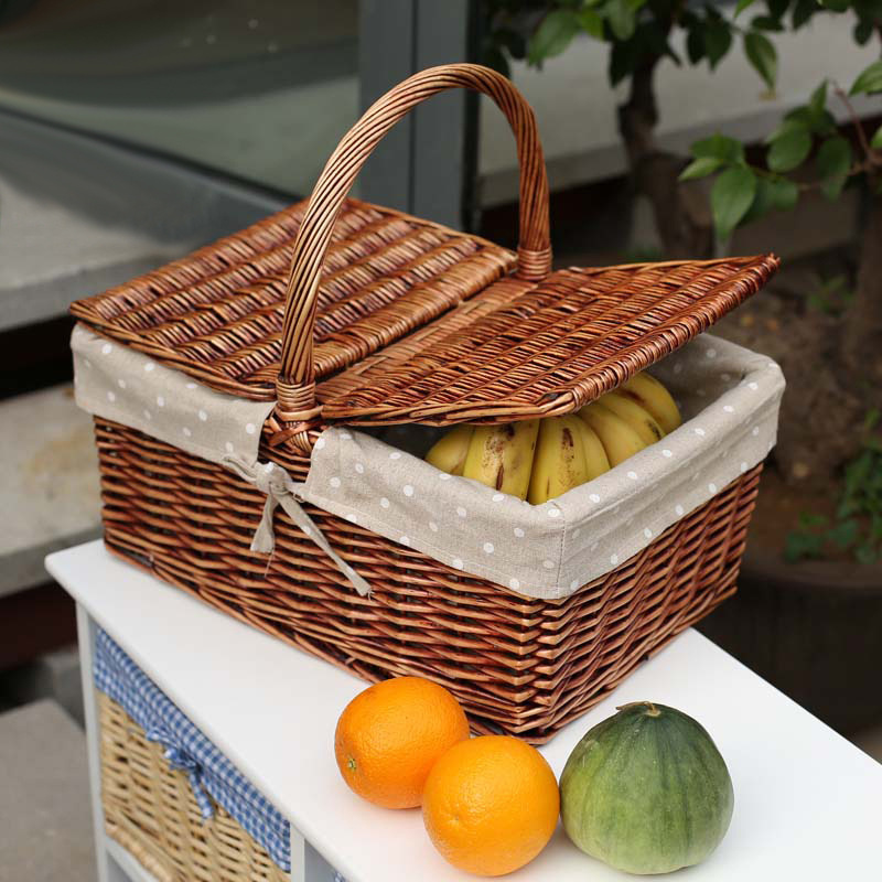 Panier à couvercle plat + Marron