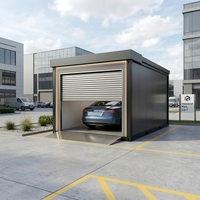 Garage modulaire préfabriqué en acier personnalisable avec porte à enroulement pour le stationnement des véhicules, le rangement des outils et des équipements de sécurité