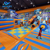 Parc de sports intérieur de nouvelle génération, Mega Hybrid Inflatable Park Playground, aire de jeux intérieure combinée pour FEC
