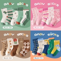 Jingwen vente en gros de chaussettes de bébé mignonnes en coton de haute qualité classe A avec bouche ample et dessin animé