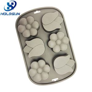 Molde Flexible de silicona para velas de flores de tulipán de 6 cavidades, grado alimenticio, fácil liberación para herramientas de pastel de gelatina - Product Image 1