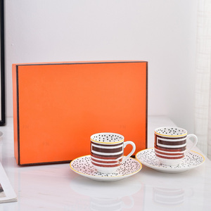 New Nordic Luxury 2-Cup and Saucers <b>Set</b> Concentrated <b>Bone</b> <b>China</b> Ceramic Collection - Product Image 1