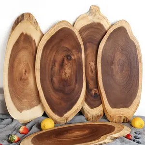 Pophorizon planche à découper en bois d'acacia naturel irrégulier, Logo personnalisé planche à découper en bois planche à découper le fromage