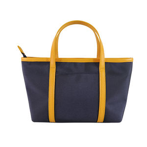 Sac à main cabas petit format en toile cuir couleur marine avec bandoulière réglable et amovible - Product Image 4